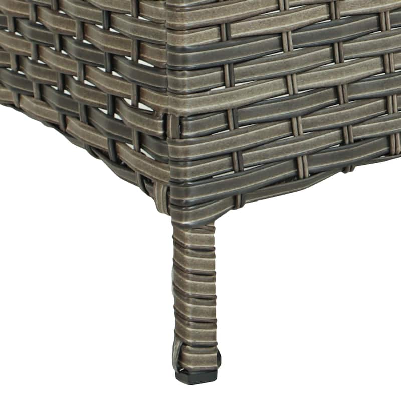 Outdoor Rattan Wicker cushioned Footstool Ottomans Set of 2