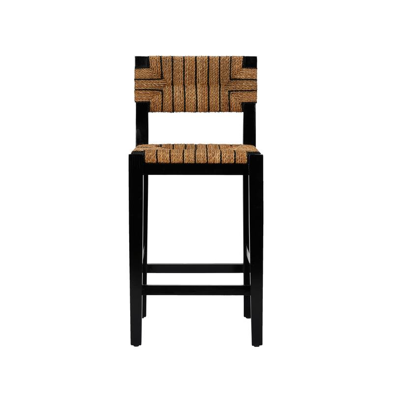 Willowbrook Solid Wood and Natural Woven Seagrass Rope Counter Stool
