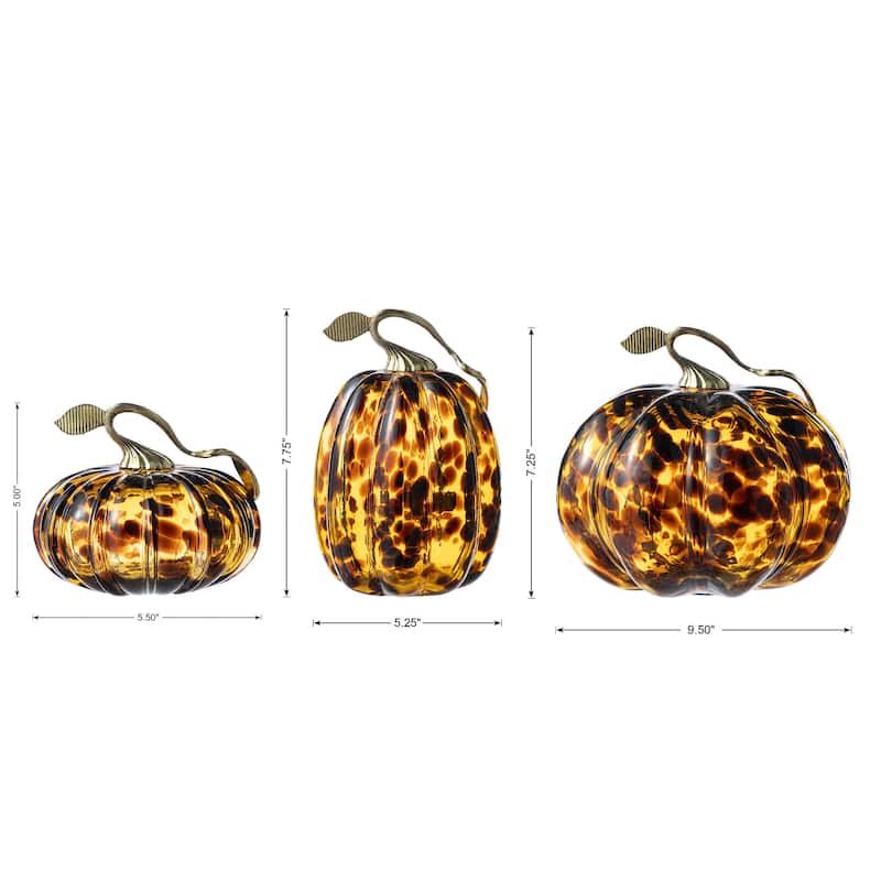 Glitzhome Fall Harvest Handblown Glass Pumpkins Set Thanksgiving Table Centerpieces