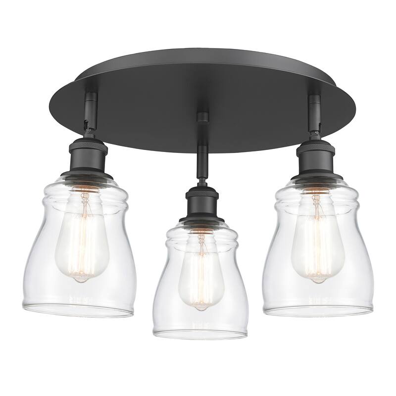 Innovations Lighting Ellery - 3 Light 17" Flush Mount - Clear/Matte Black