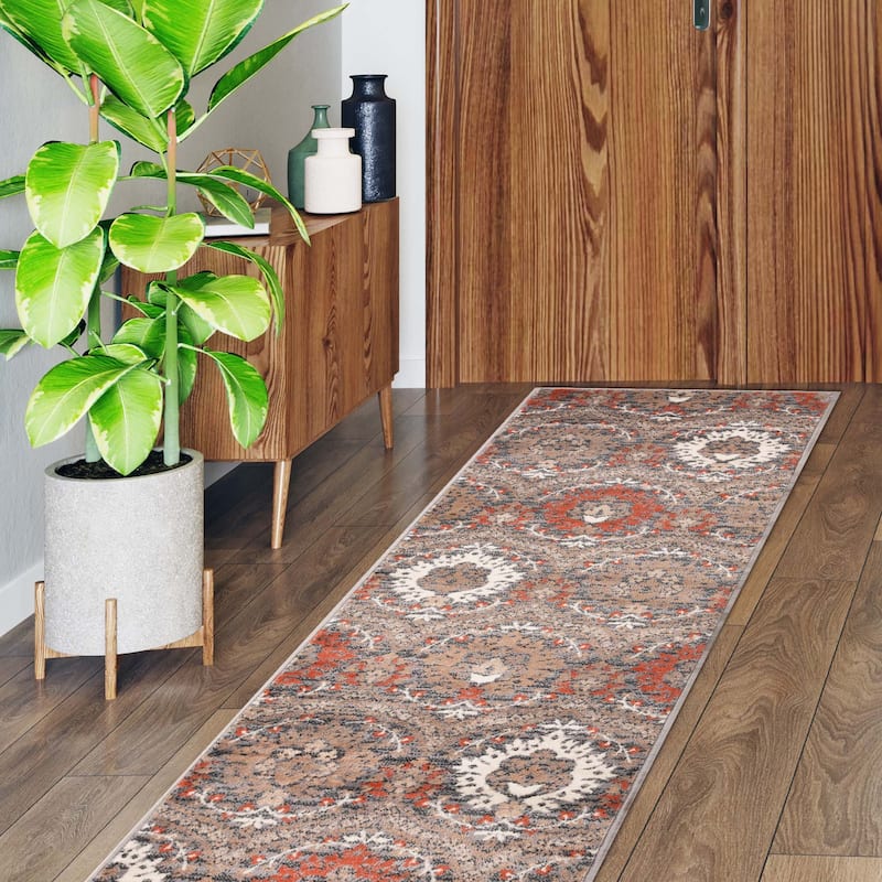 Superior Augusta Vintage Floral Damask Indoor Runner or Area Rug