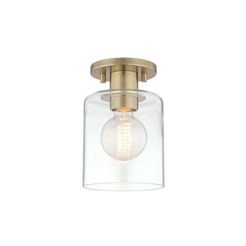 Mitzi by Hudson Valley Neko 1-light Aged Brass Semi-Flush Mount, Clear Glass