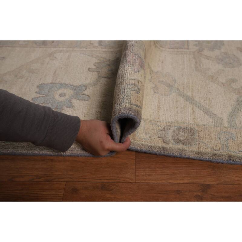 Vegetable Dye Oushak Turkish Floral Area Rug Handmade Wool Carpet - 9'6"x 11'8"