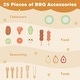 preview thumbnail 5 of 8, Costway Wooden Barbecue Grill Playset with Play Food Grilling Tools & - See Details