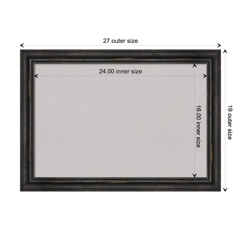 Rustic Pine Black Narrow Wood Framed Grey Corkboard Bulletin Board - Board Size 24x16