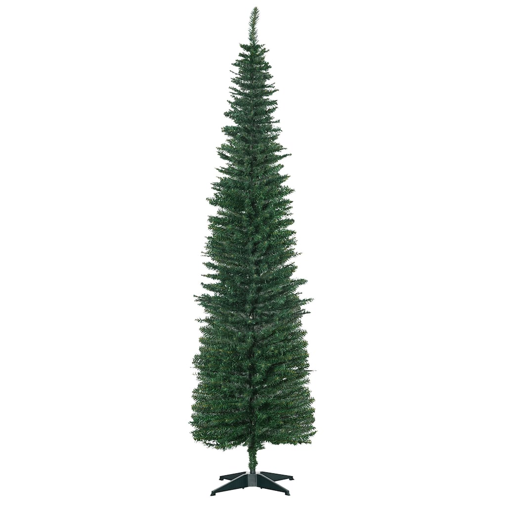 7ft Slim Artificial Pencil Christmas Tree with 499 Realistic Branch Tips and Plastic Stand