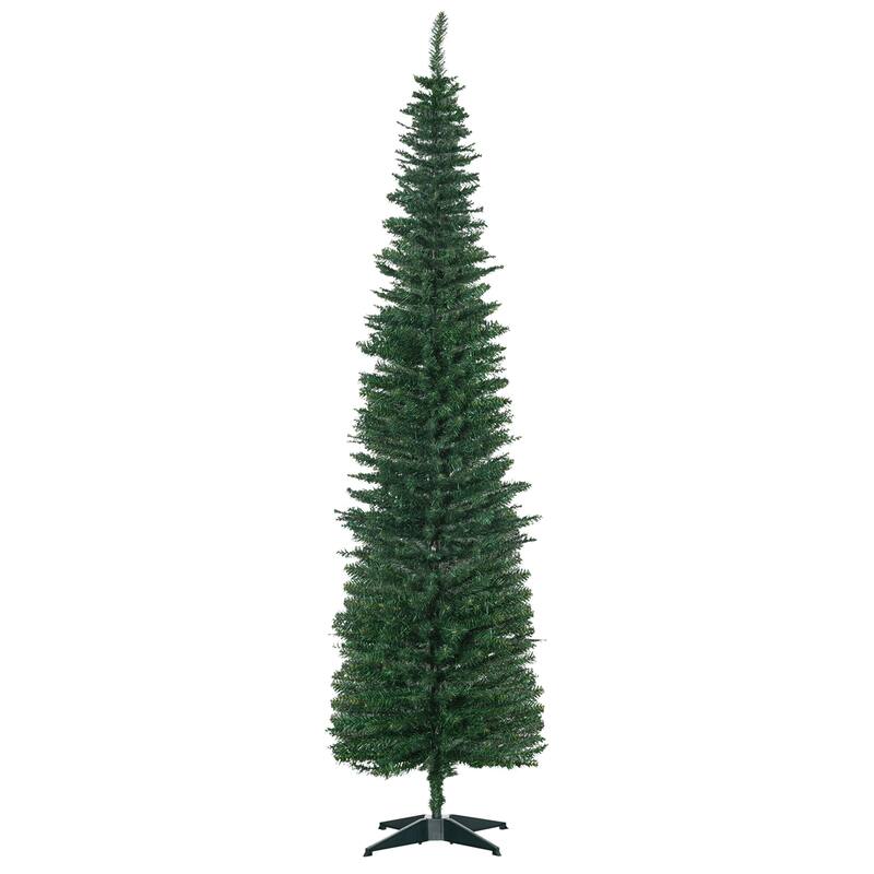Unlit 7ft Pencil Christmas Tree Slim Artificial Xmas Tree for Home Decor with 499 Tips - Green