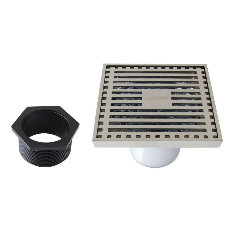 Watercourse 4-Inch Square Shower Drain - Polished Nickel