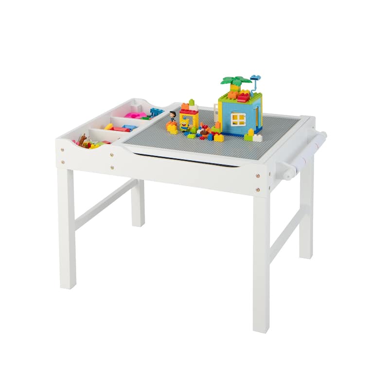 Wooden Kids Multi Activity Play Table with Storage Paper Roll - 34" x 23.5" x 22.5" (L x W x H)