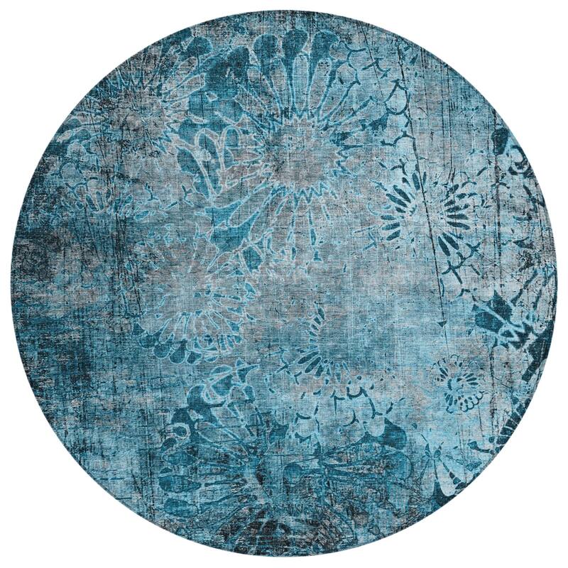 Machine Washable Indoor/ Outdoor Modern Floral Chantille Rug