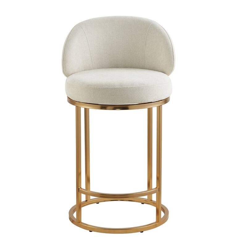 Spruce & Spring Chloe Upholstered Swivel Counter Bar Stool with Metal Frame and Arched Back