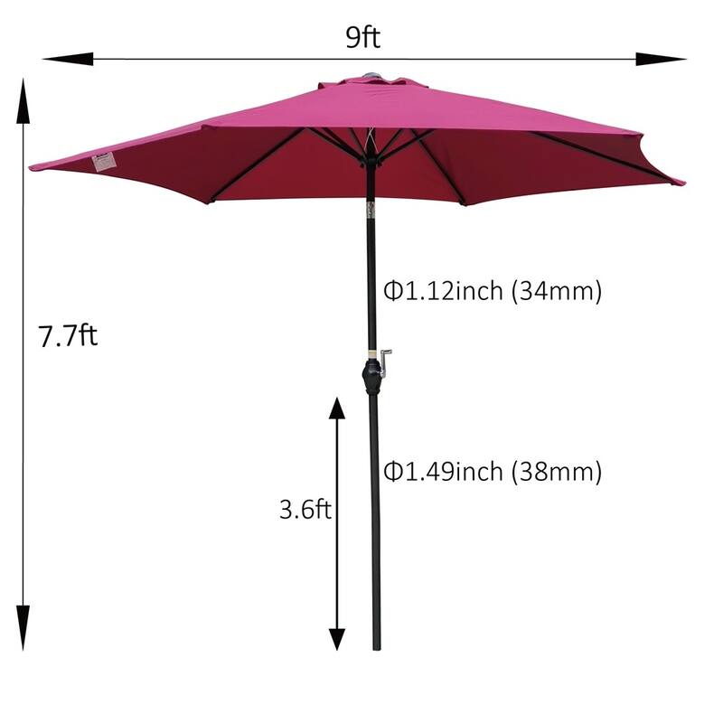 Amada 9-foot Steel Patio Umbrella with Tilt and Crank