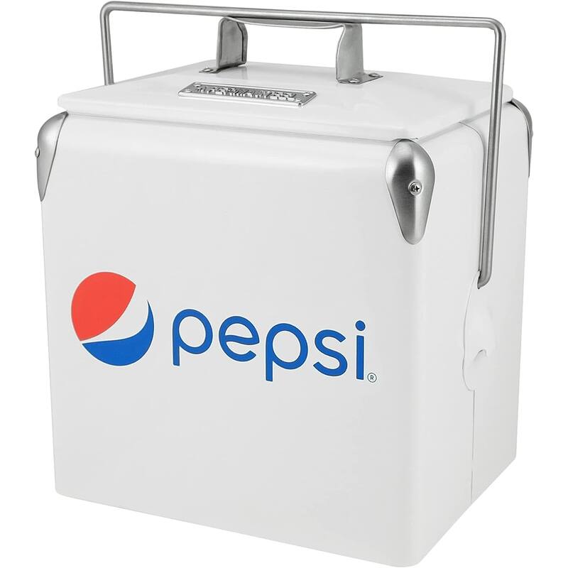 Permasteel 14-Qt Small Portable Cooler in White with Pepsi Logo