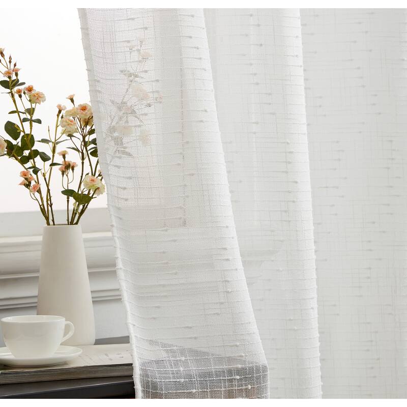 HLC.ME Emily Faux Linen Semi Sheer Light Filtering Transparent Grommet Lightweight Window Curtains Drapery Panels, 2 Panels