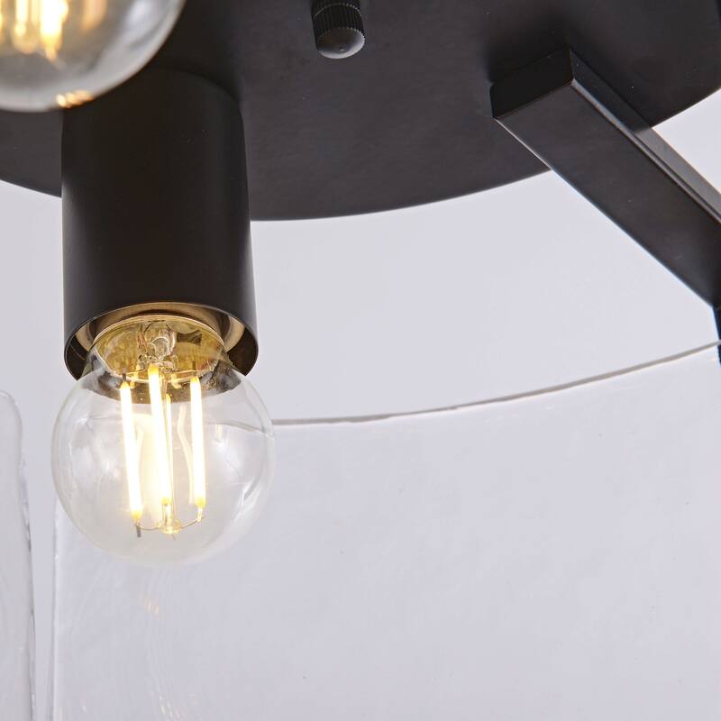 Laia Round 3-Light Textured Glass Panels Flush Mount