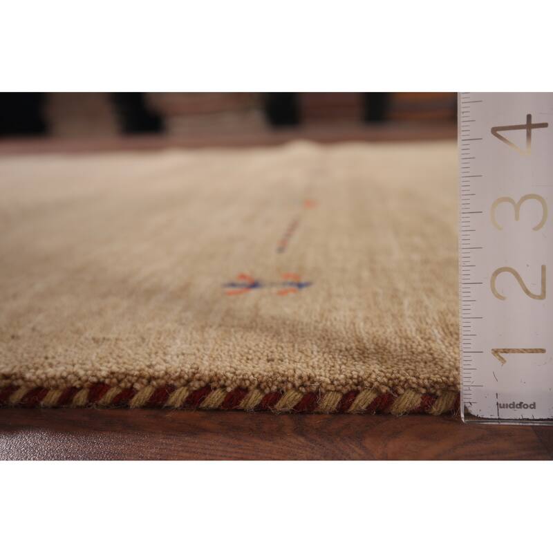 Tribal Gabbeh Oriental Area Rug Hand-Knotted Brown Wool Carpet - 4'10"x 6'5"