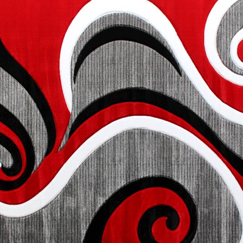 Modern High-Low Sculpted Swirl Design Abstract Area Rug