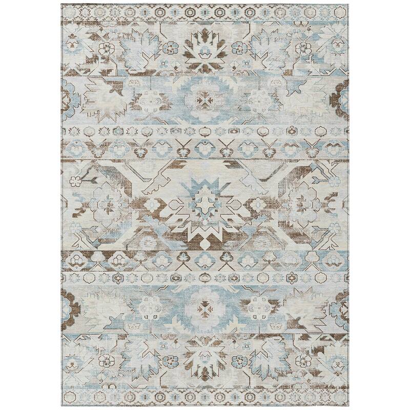 Machine Washable Indoor/ Outdoor Traditional Hudson Chantille Rug