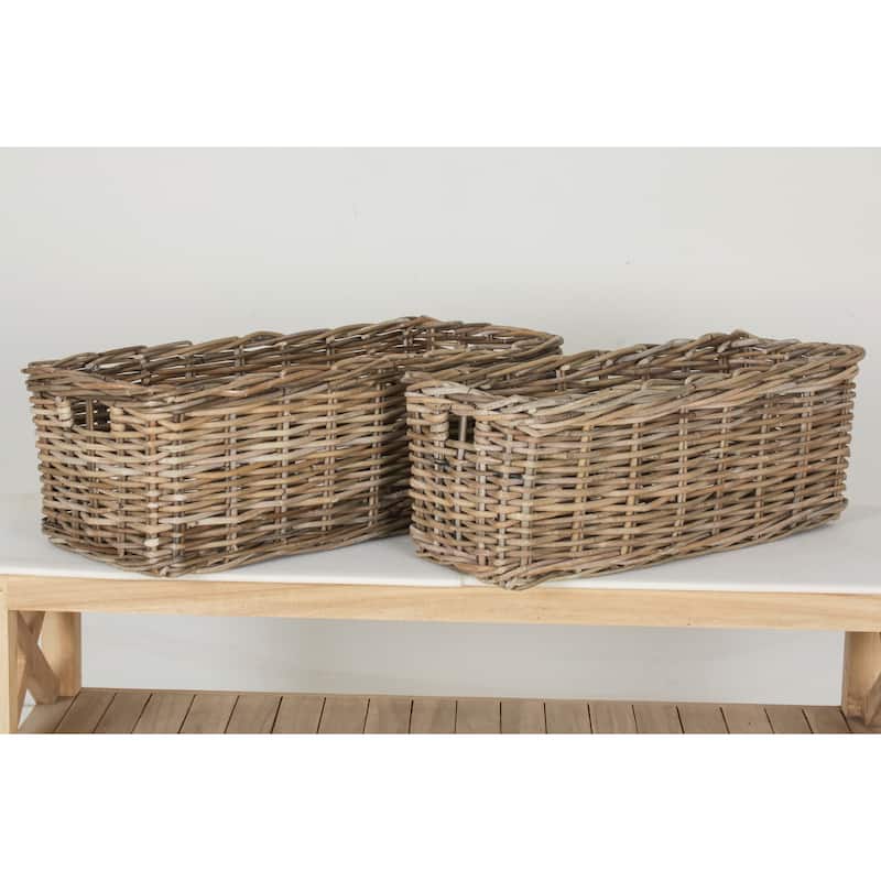 Grayson Natural Rattan Woven Nested Basket Set by East at Main (Set of 2) - Brown