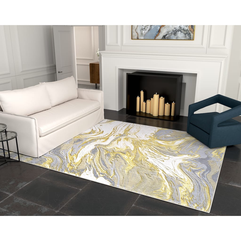 Domani Grace Marble Glam Area Rug
