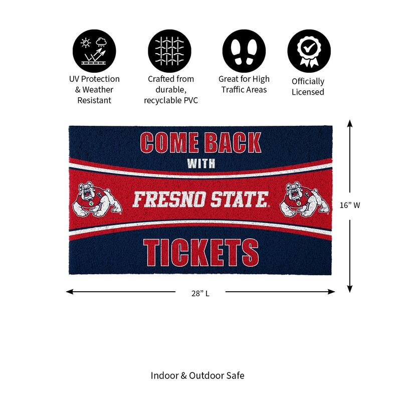 Fresno State University 28 in. x 16 in. PVC "Come Back With Tickets" Trapper Door Mat