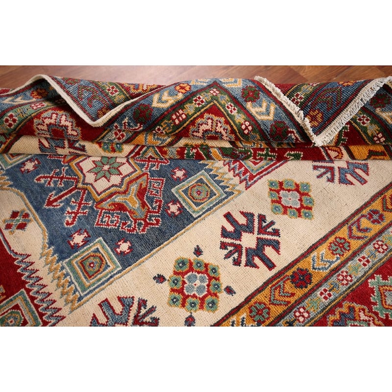 Beige Kazak Oriental Area Rug Handmade Wool Carpet - 5'2" x 6'9"