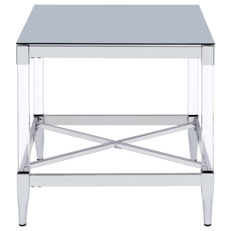 Lindley Square Tempered Mirror Acrylic Side End Table Chrome