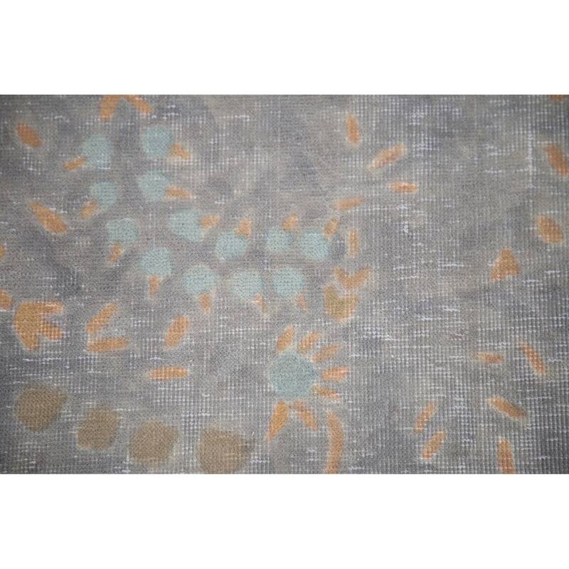Hand Knotted Oriental 100% Wool Carpet Traditional Floral Greys & Charcoal Tabriz Area Rug - 9' 5'' X 6' 4''