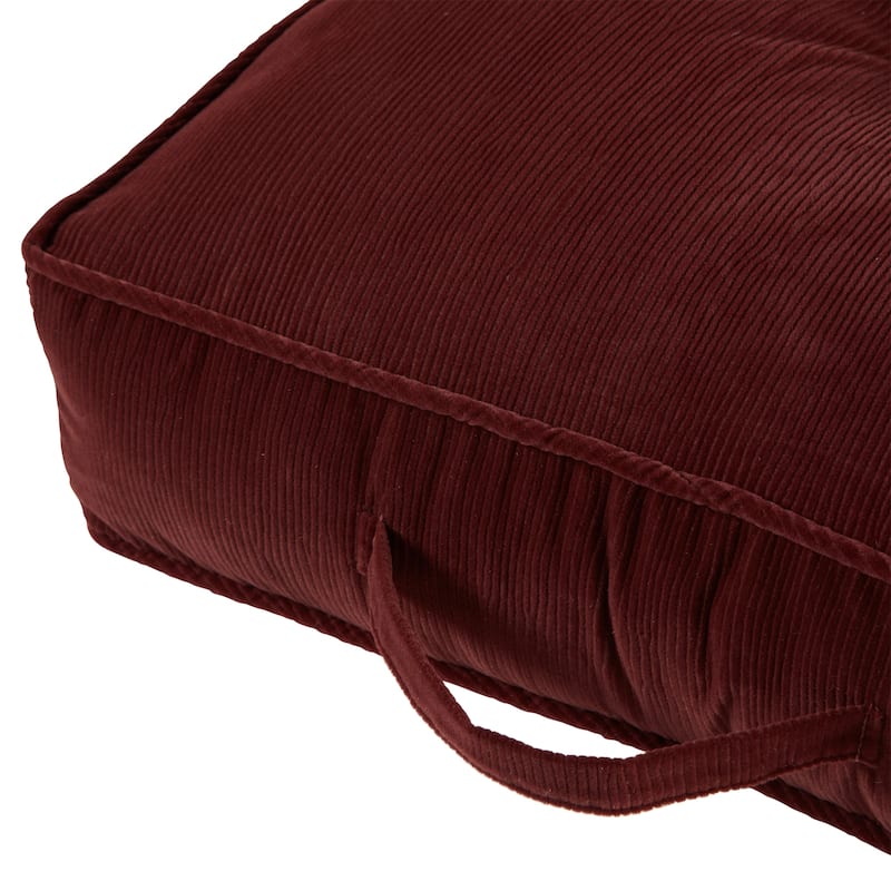 Omaha Corduroy Microfiber 21-inch Square Floor Pillow in Wine