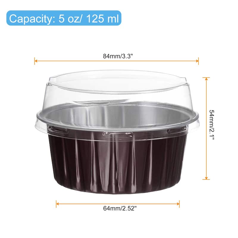 50Pcs Baking Cups with Lid 5oz Aluminum Foil Liners Mini Cups
