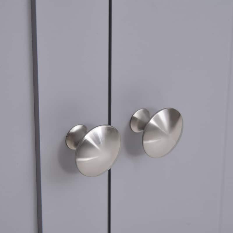 kleankin Vanity Base Cabinet, Under-Sink Bathroom Cabinet Storage with U-Shape Cut-Out, White and Grey