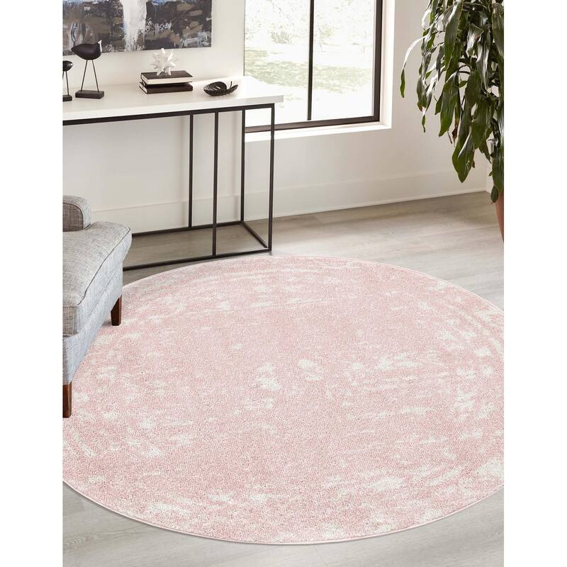 Contemporary Sling Collection Area Rug - 6' Round - Pink