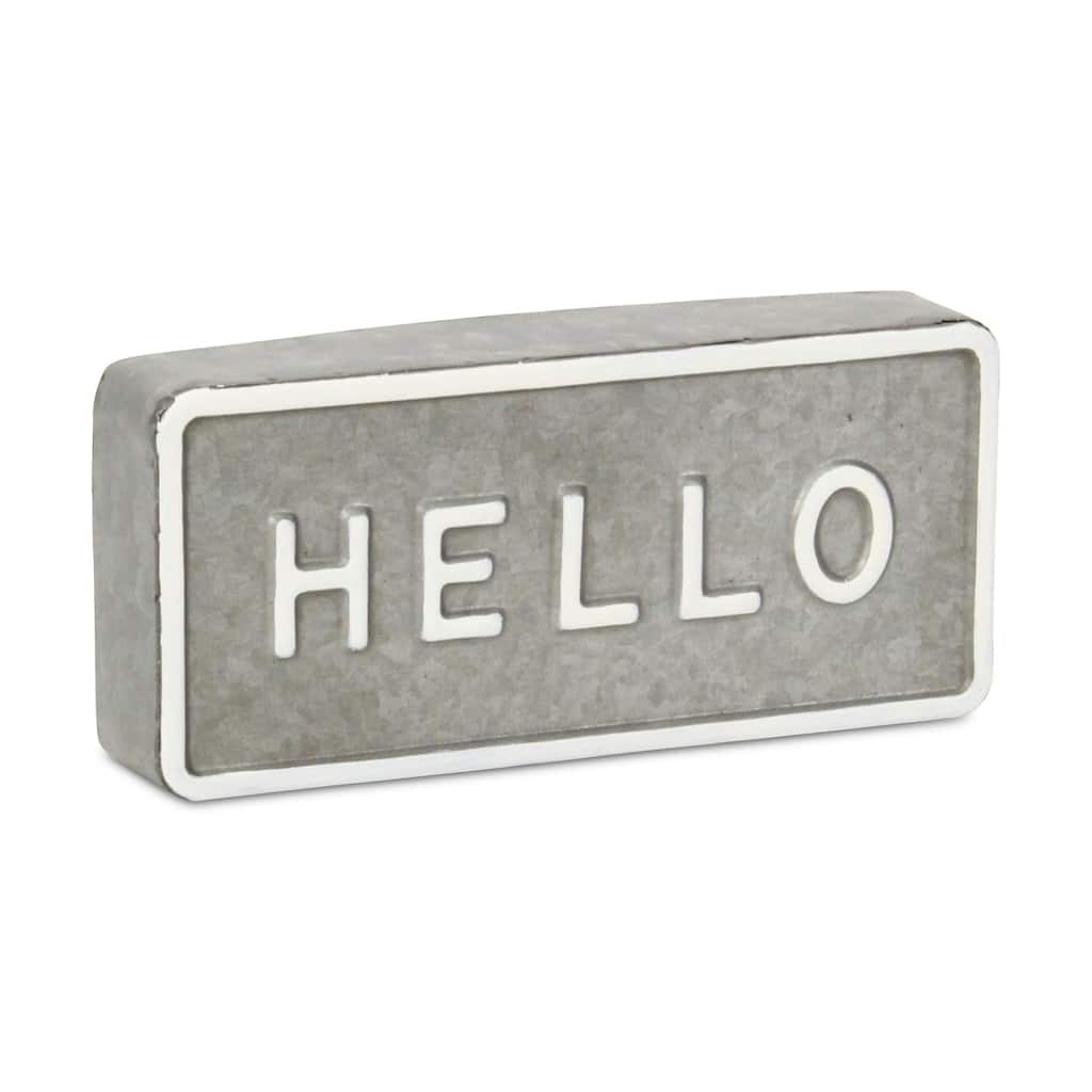 Rectangular Raised Hello Metal Sign - 8.5"