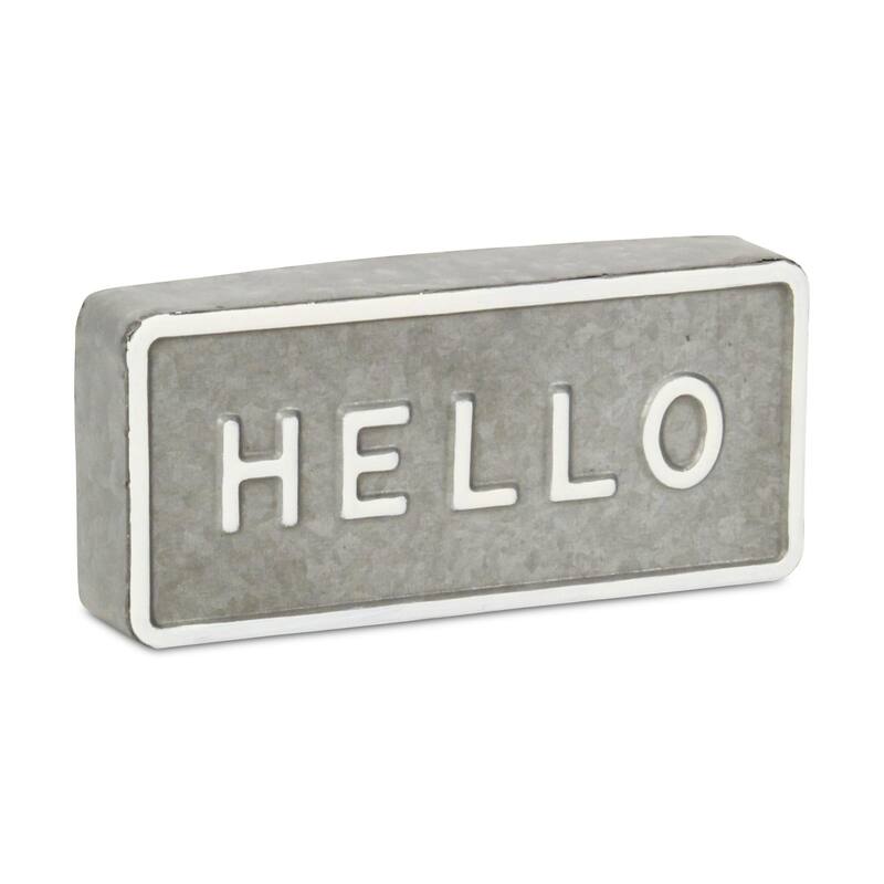 Rectangular Raised Hello Metal Sign - 8.5"
