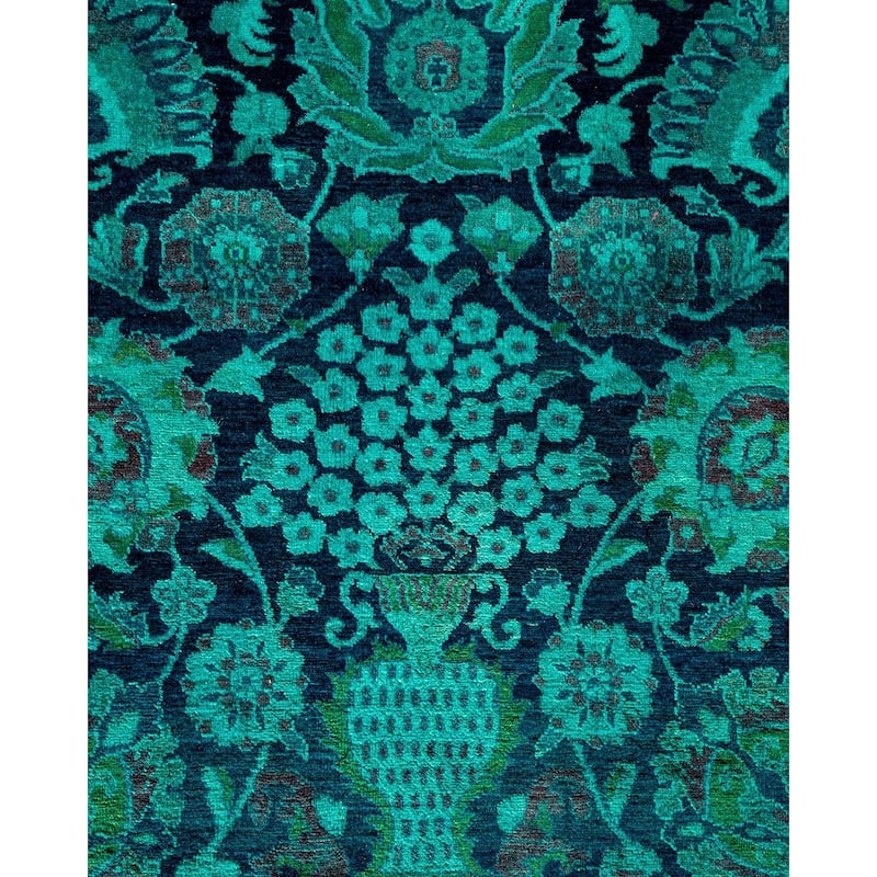 Overton Hand Knotted Wool Vintage Inspired Modern Contemporary Overdyed Navy Area Rug - 4' 2" x 6' 1"