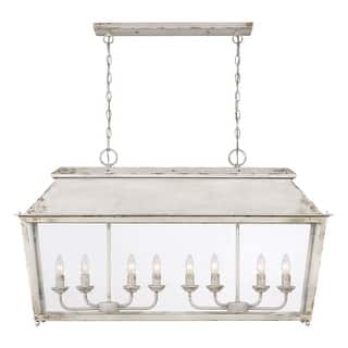 Golden Lighting Abingdon 8-light Island Light in Antique Ivory - Silver