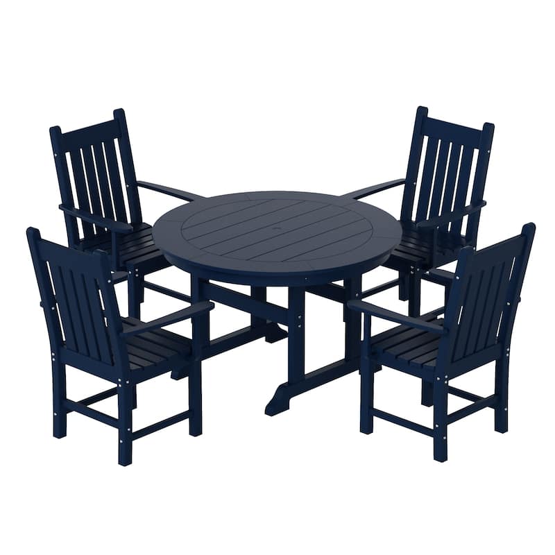 Laguna Hdpe All Weather Outdoor Patio Dining Set with Round Table, Armchairs (5-Piece Set)