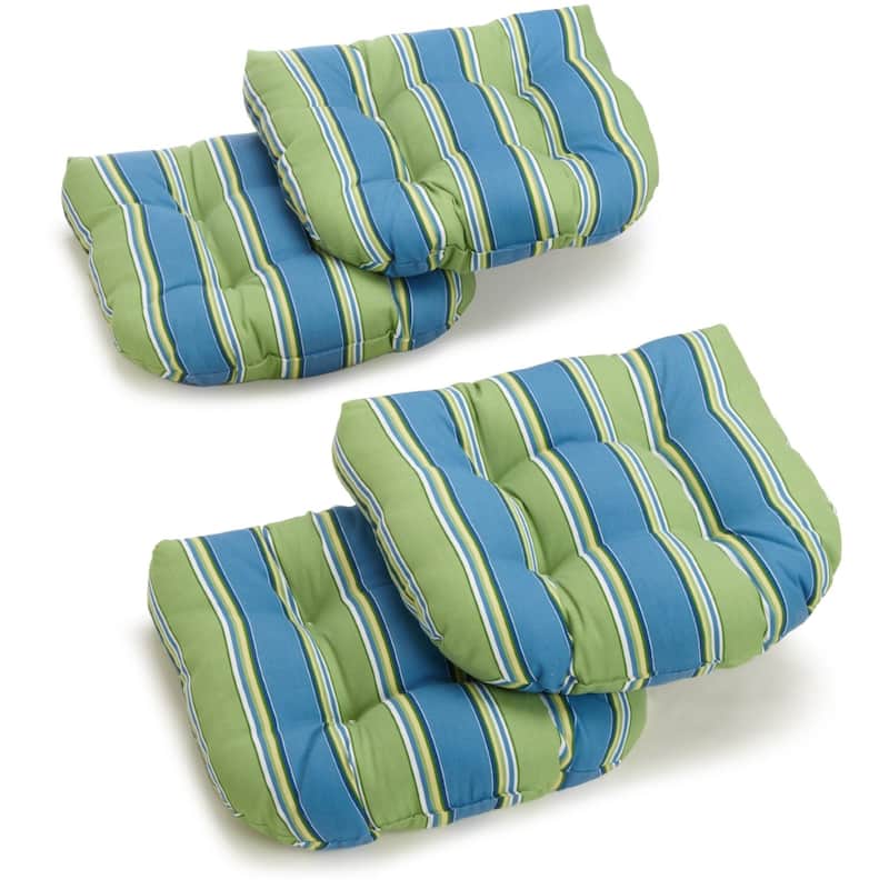19-inch Rounded Back Indoor/Outdoor Chair Cushions (Set of 4) - Haliwell Caribbean
