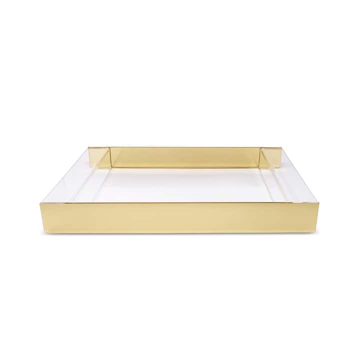 Acrylic Serving Tray with Gold Sides, 17.75"L
