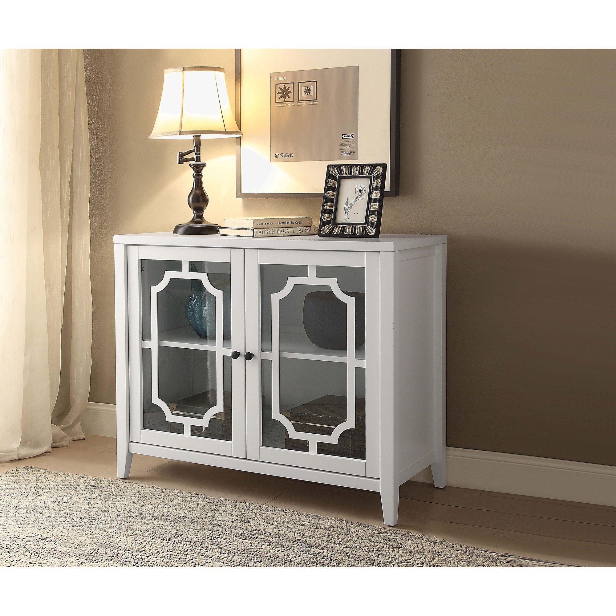 White Finish Console Cabinet