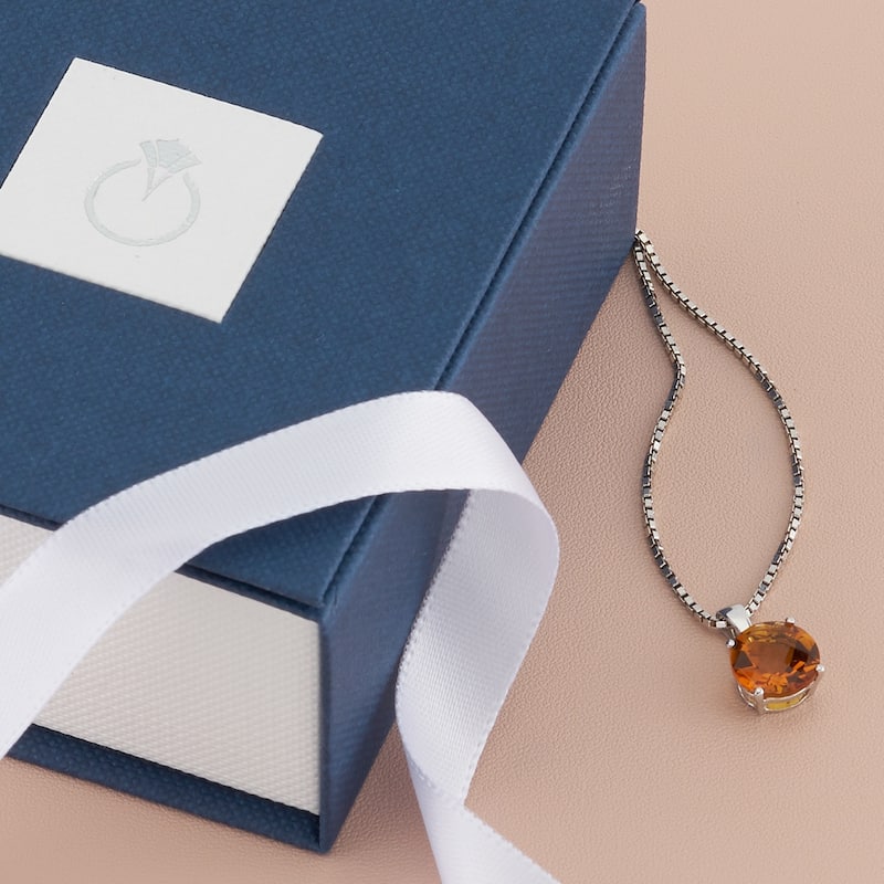 14k White Gold 1.7 ct Citrine Pendant Necklace