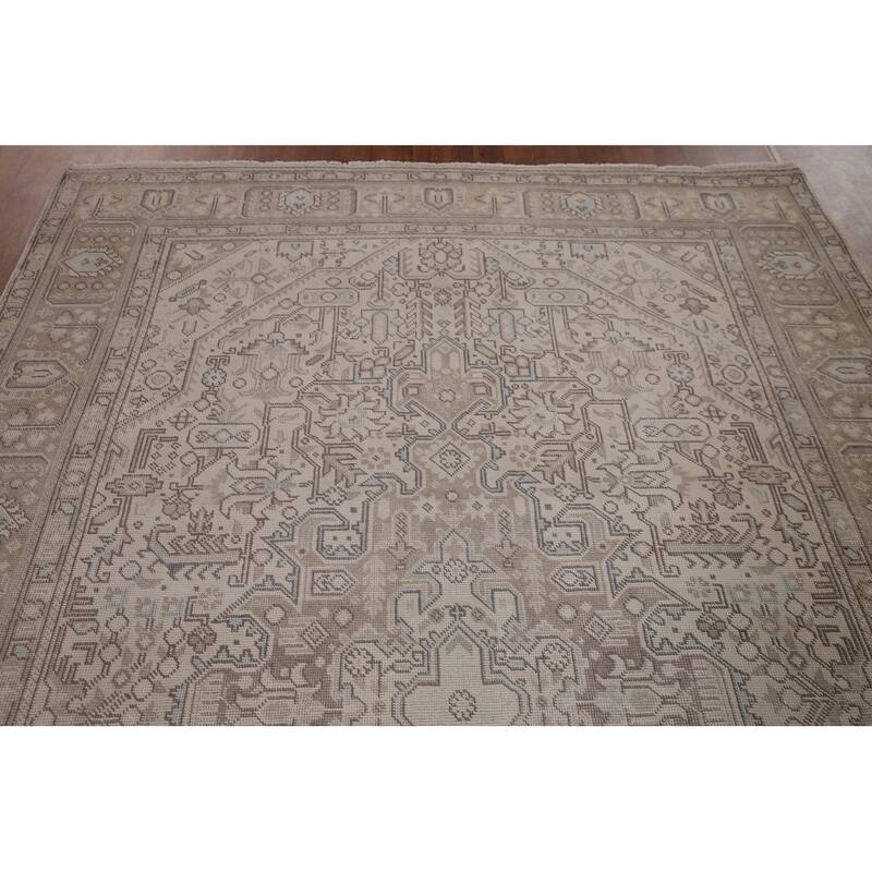 Distressed Tabriz Persian Rug Hand-knotted Wool Carpet - 6'3" x 9'6"