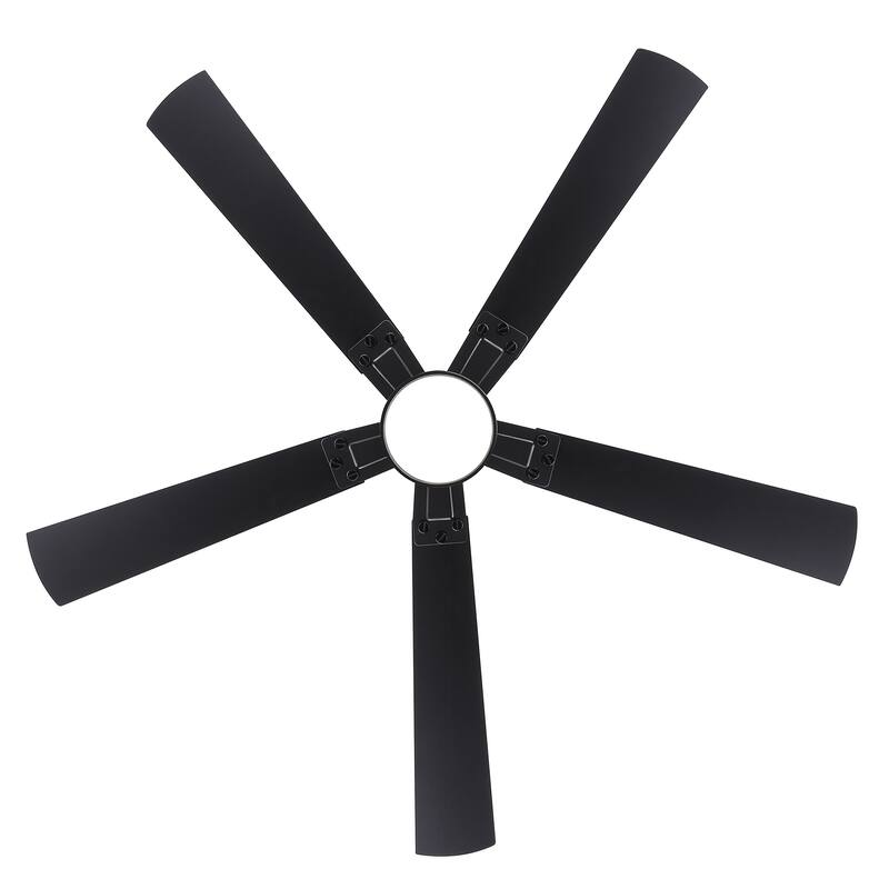 52-Inch Matte Black Ceiling Fan with RGB LED Light and Voice Control((5 Reversible Blades)