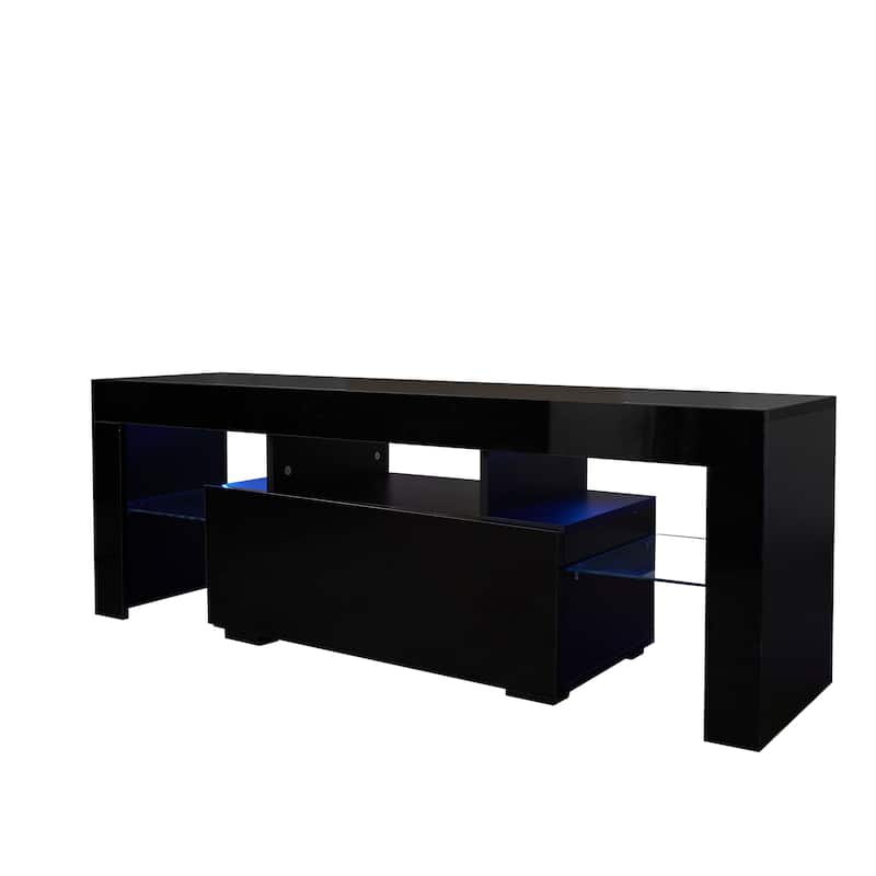 Wood TV Stand with Drawer and LED Light for TVs up to 59"