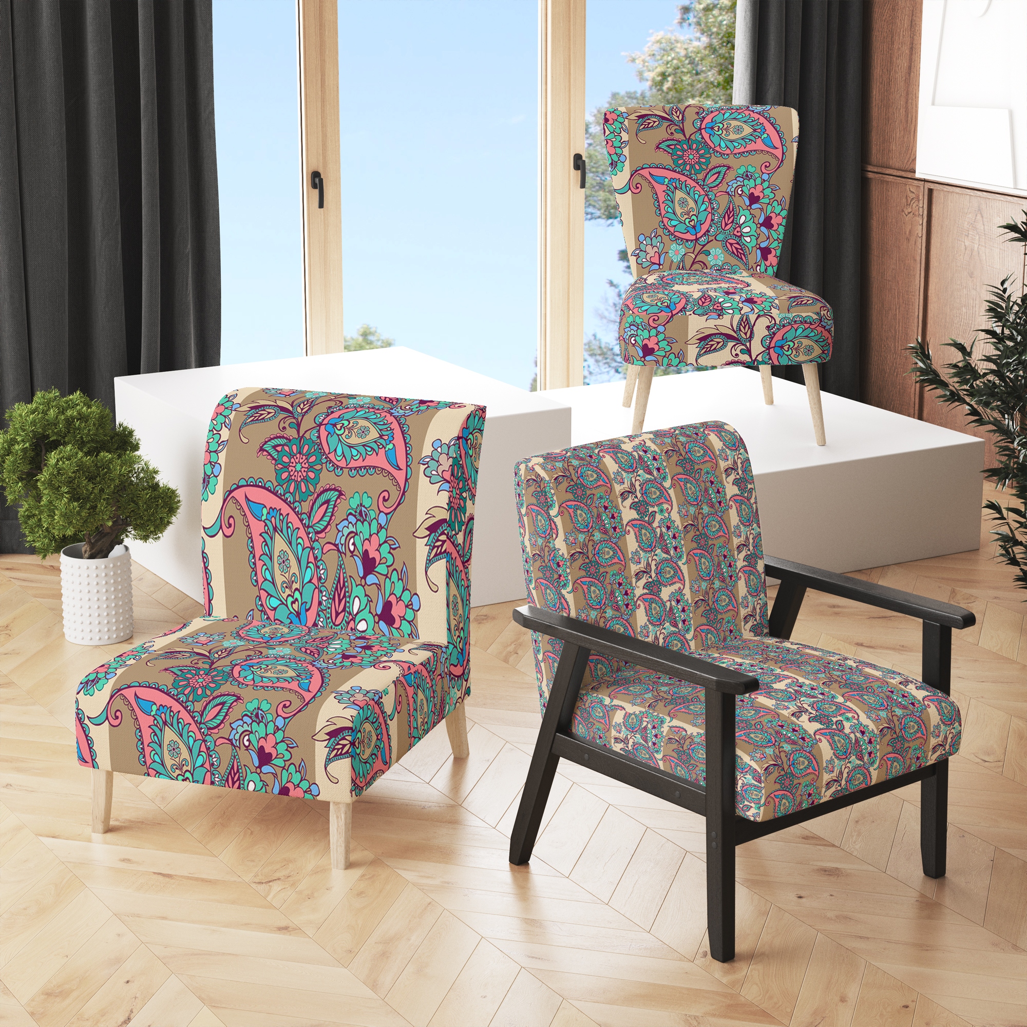 Paisley accent chair online with arms