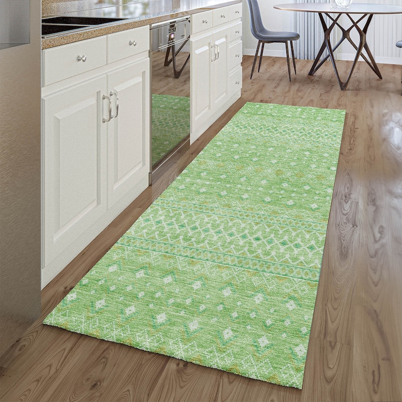 Premium Washable Super Soft Boho Geo Mayfield Rug - Aloe - 2' 3" x 7' 6" - Runner