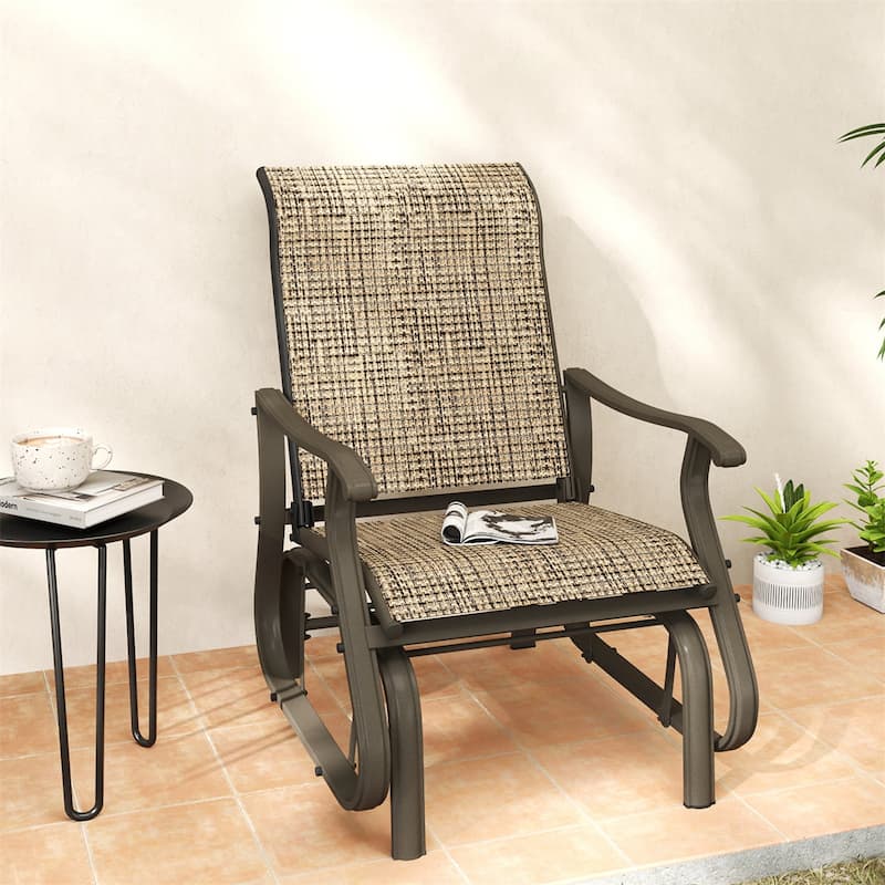 Steel Patio Glider Chair with Mesh Seat and Outdoor Use - 25.75" W x 30.5" D x 38.25" H