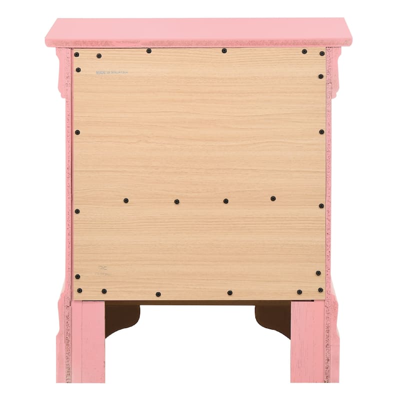 2-Drawer Wood Nightstand - 24" - Pink