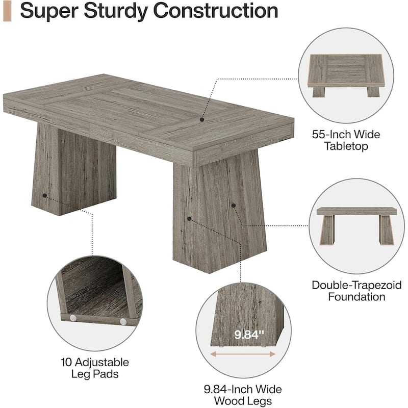 55" Executive Desk, Office Desk with Double Pedestal for Home Office