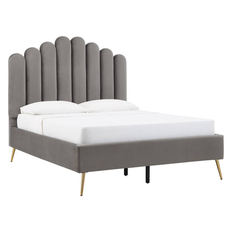 Eggleston Art Deco Velvet Upholstered Platform Bed by iNSPIRE Q Bold